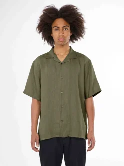 Box fit short sleeved linen shirt GOTS/Vegan herr