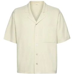 Boxy short sleeve structured knitted shirt