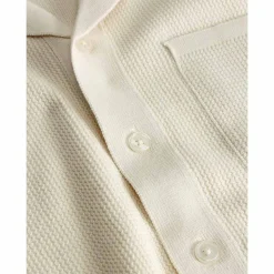 Boxy short sleeve structured knitted shirt