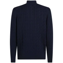 Classic Cotton Cable Zip Mock Herr