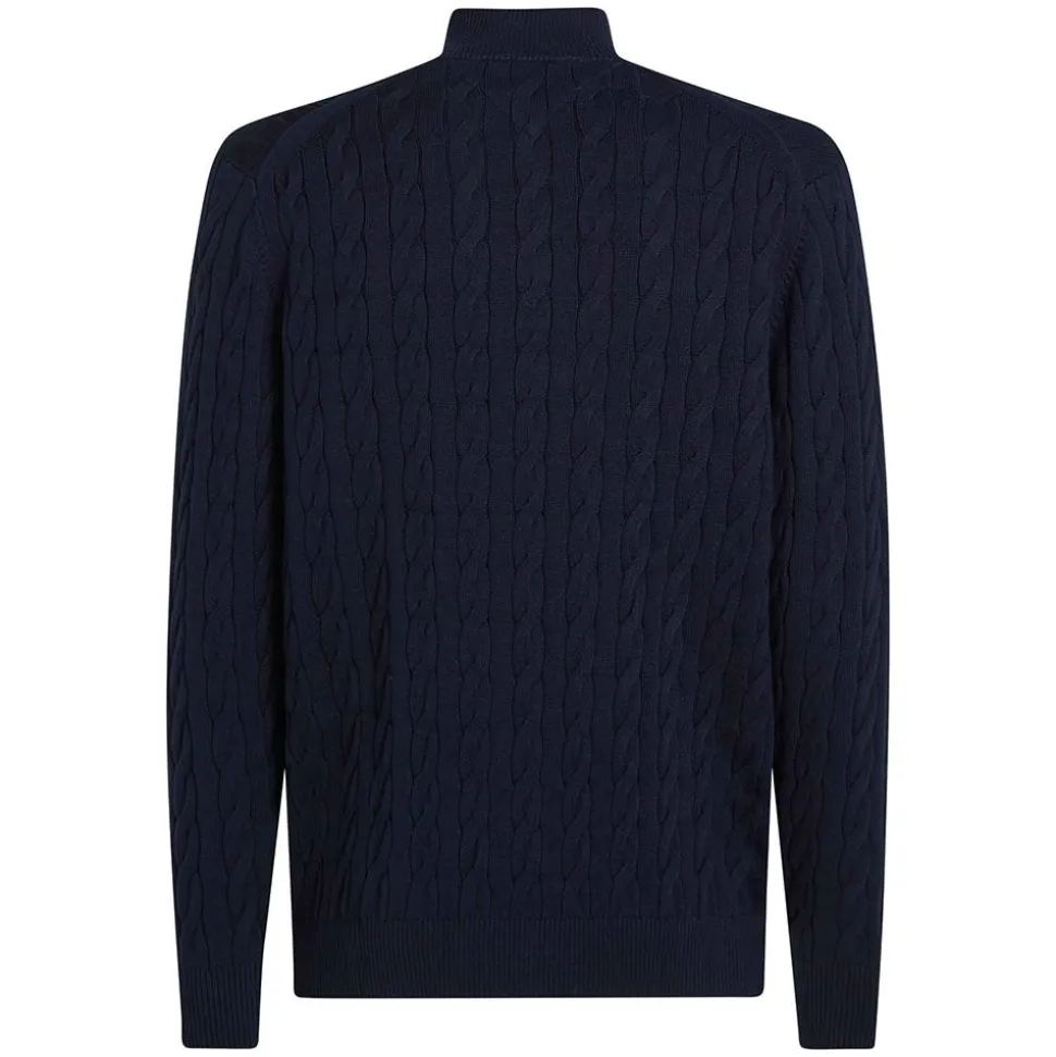 Classic Cotton Cable Zip Mock Herr