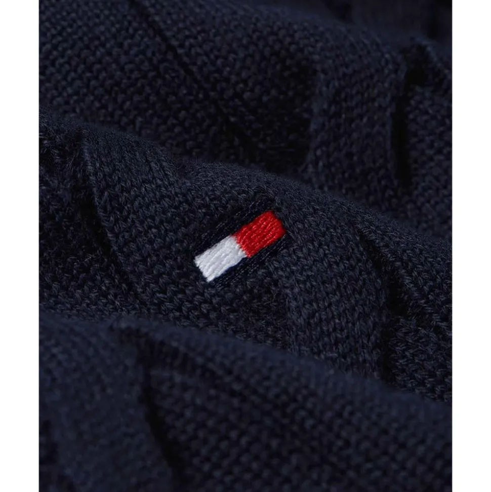 Classic Cotton Cable Zip Mock Herr