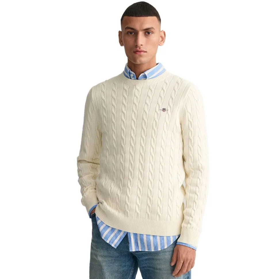 Cotton Cable Crew Neck Herr