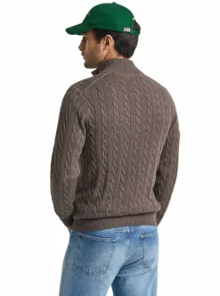 COTTON CABLE HALF ZIP HERR