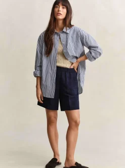 LINEN BLEND PULL ON SHORTS DAM