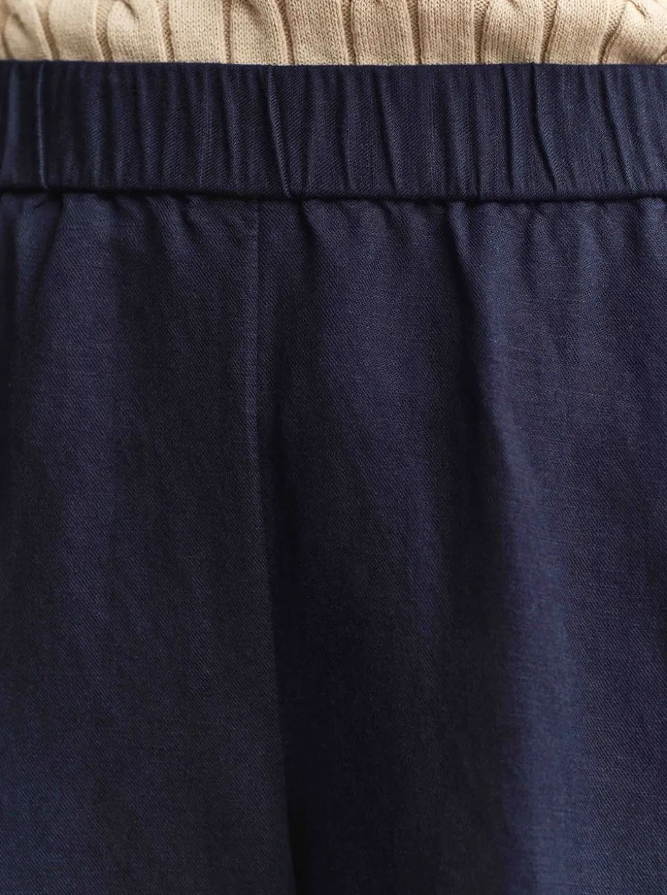 LINEN BLEND PULL ON SHORTS DAM
