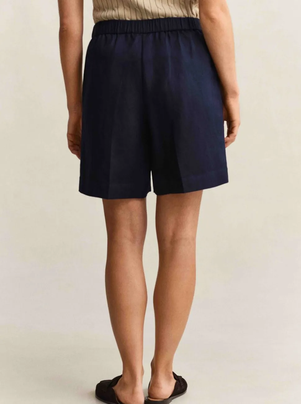 LINEN BLEND PULL ON SHORTS DAM