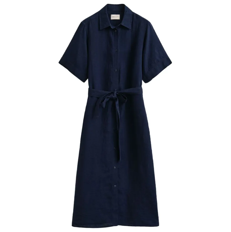 LINEN SHORT SLEEVE SHIRT DRESS DAM
