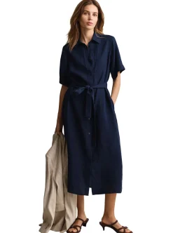 LINEN SHORT SLEEVE SHIRT DRESS DAM
