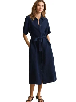 LINEN SHORT SLEEVE SHIRT DRESS DAM