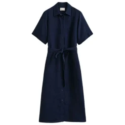 LINEN SHORT SLEEVE SHIRT DRESS DAM