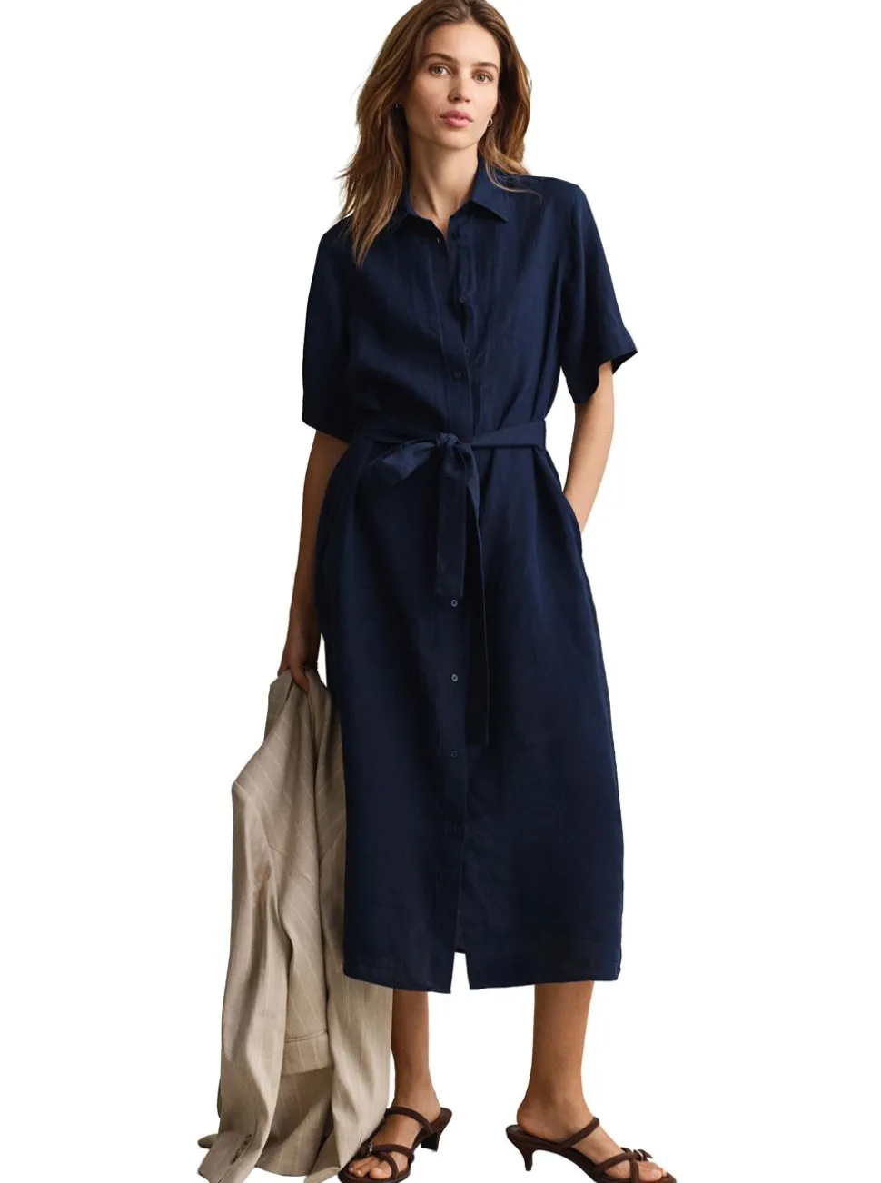 LINEN SHORT SLEEVE SHIRT DRESS DAM