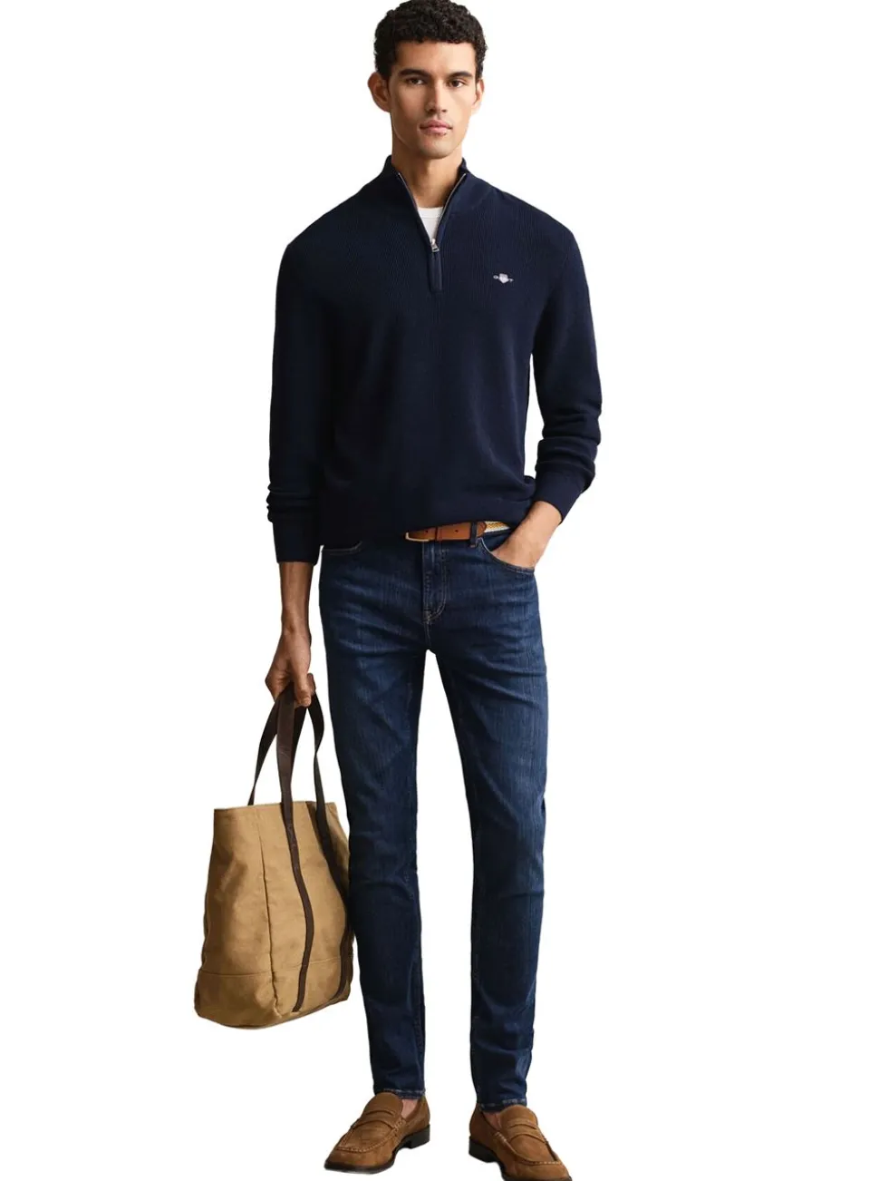 MICRO TEXTURED COTTON HALF ZIP HERR