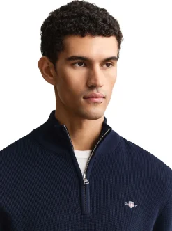MICRO TEXTURED COTTON HALF ZIP HERR