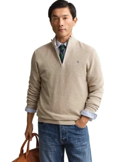 MICRO TEXTURED COTTON HALF ZIP HERR