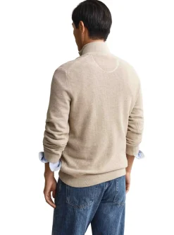 MICRO TEXTURED COTTON HALF ZIP HERR