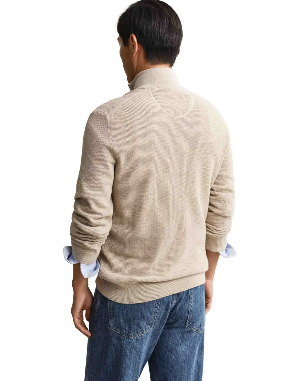 MICRO TEXTURED COTTON HALF ZIP HERR
