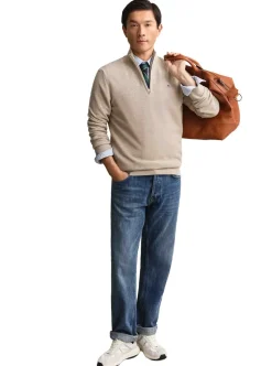 MICRO TEXTURED COTTON HALF ZIP HERR