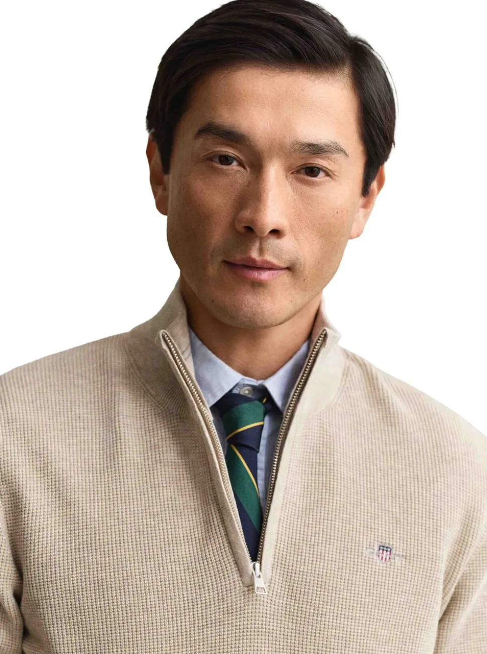 MICRO TEXTURED COTTON HALF ZIP HERR