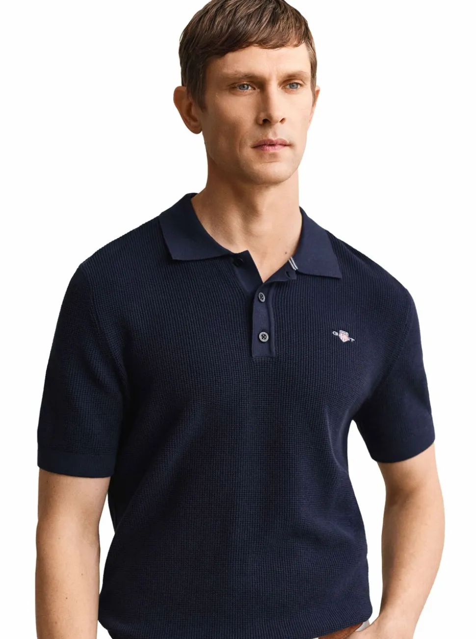MICRO TEXTURED COTTON SS POLO HERR