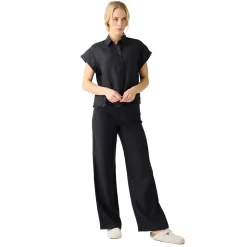 Posey Wide Mid-Rise Linen Pants Dam