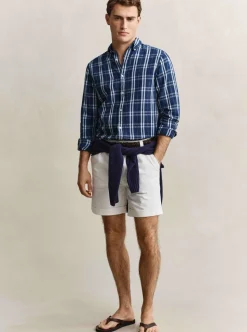 REGULAR COTTON LINEN INDIGO CECKHK SHIRT HERR