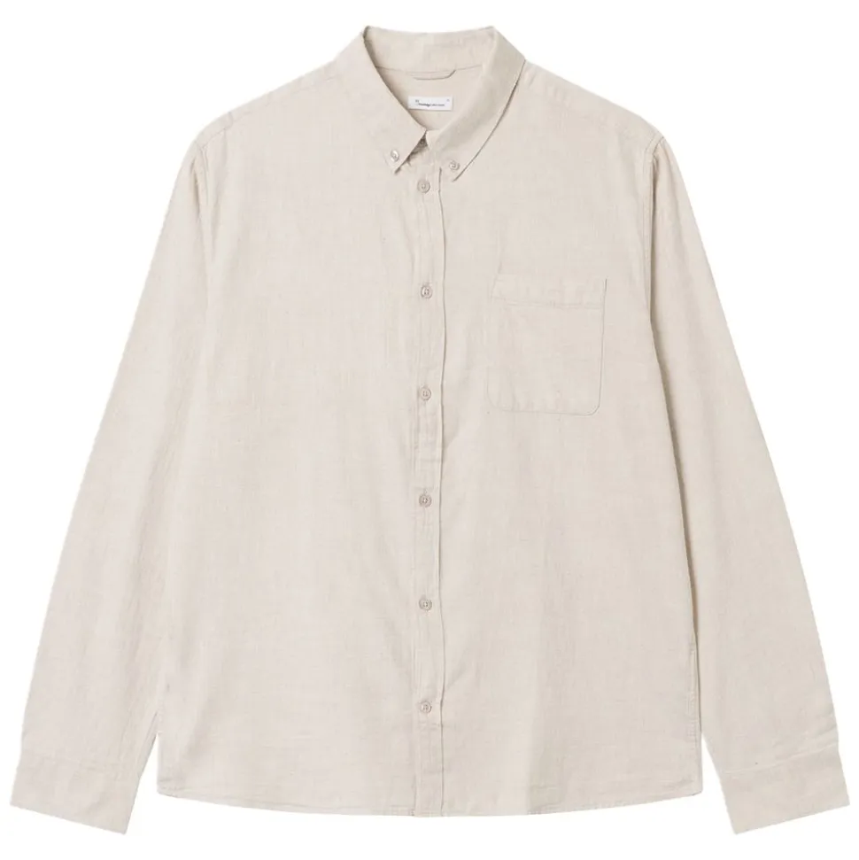 Regular fit melangé flannel shirt - GOTS/Vegan herr
