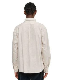 Regular fit melangé flannel shirt - GOTS/Vegan herr