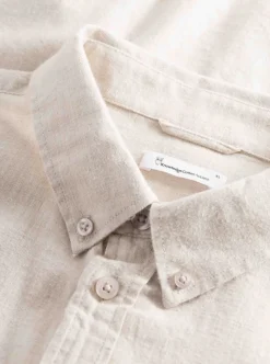 Regular fit melangé flannel shirt - GOTS/Vegan herr