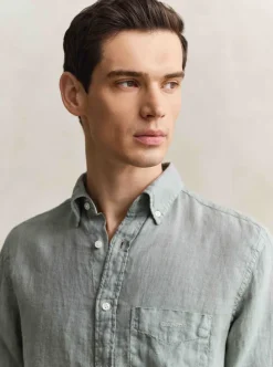REGULAR GARMENT DYED LINEN SHIRT HERR