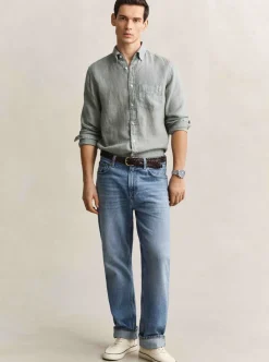 REGULAR GARMENT DYED LINEN SHIRT HERR