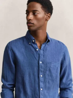 REGULAR GARMENT DYED LINEN SHIRT HERR