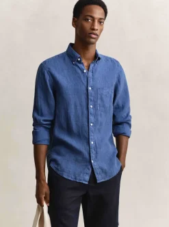 REGULAR GARMENT DYED LINEN SHIRT HERR