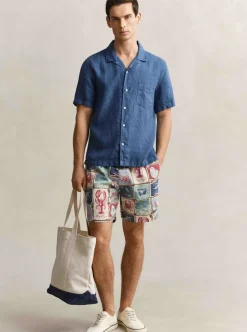 REGULAR GARMENT DYED LINEN SS CAMP SHIRT HERR