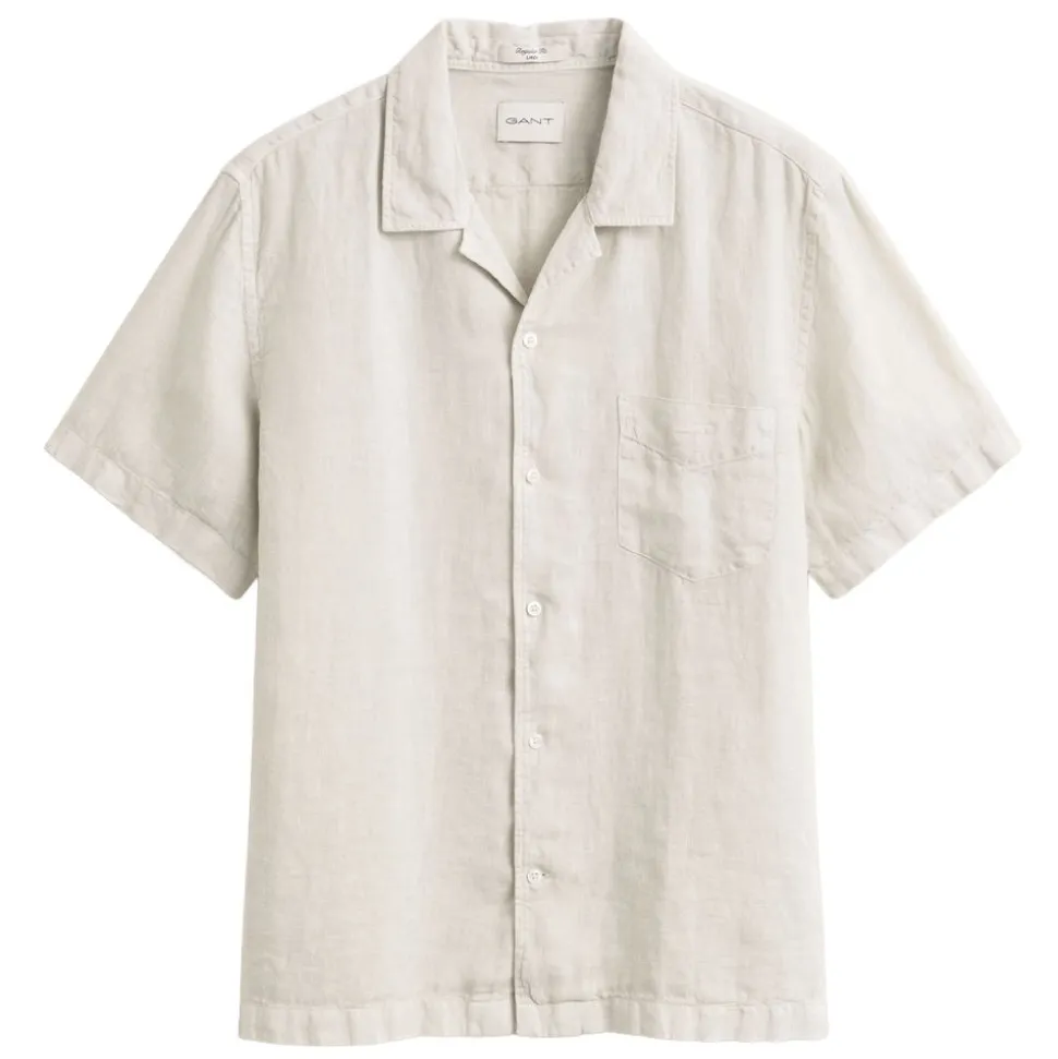 REGULAR GARMENT DYED LINEN SS CAMP SHIRT HERR