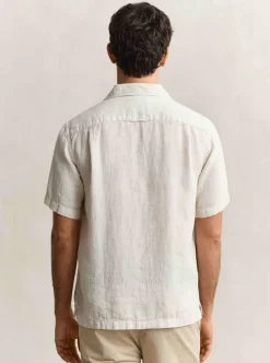 REGULAR GARMENT DYED LINEN SS CAMP SHIRT HERR