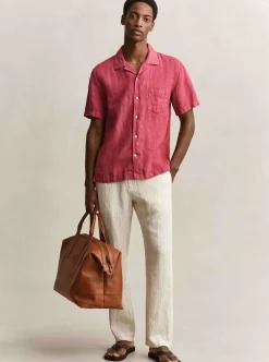 REGULAR GARMENT DYED LINEN SS CAMP SHIRT HERR