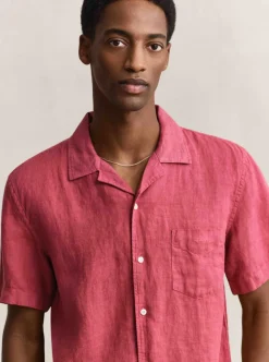 REGULAR GARMENT DYED LINEN SS CAMP SHIRT HERR