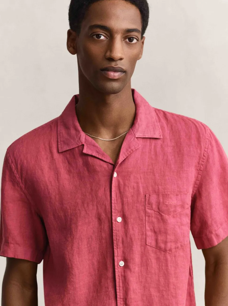 REGULAR GARMENT DYED LINEN SS CAMP SHIRT HERR