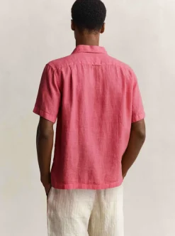 REGULAR GARMENT DYED LINEN SS CAMP SHIRT HERR