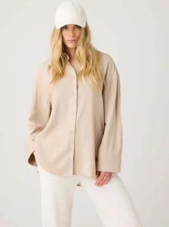 Relaxed linen-mix shirt dam