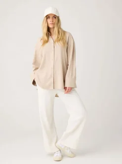 Relaxed linen-mix shirt dam