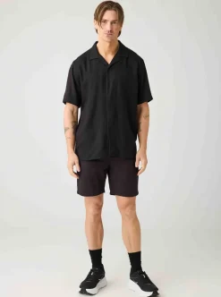Relaxed Linen-mix short sleeve shirt herr