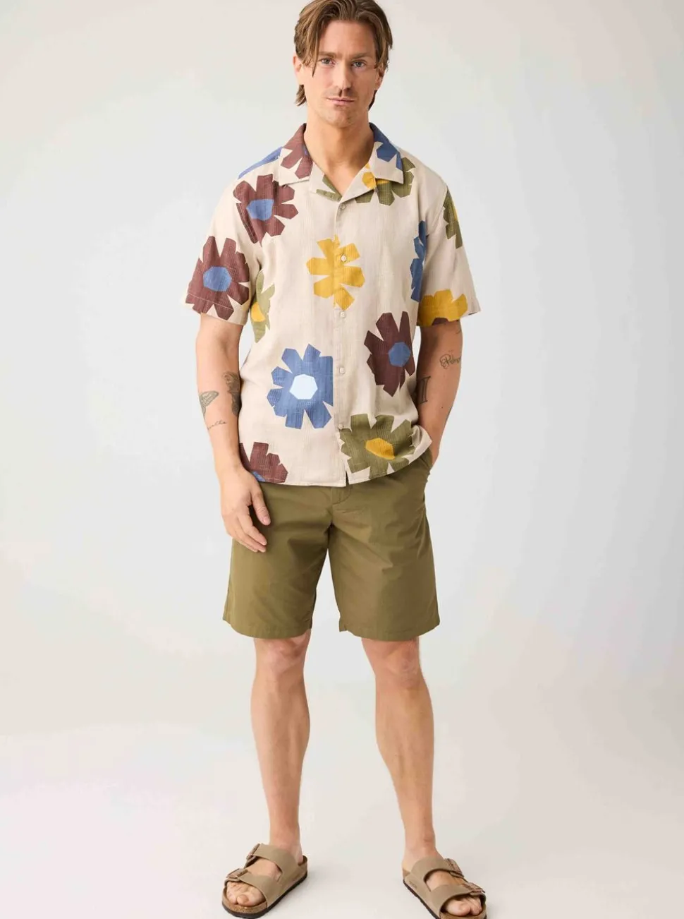 Relaxed print short sleeve shirt herr