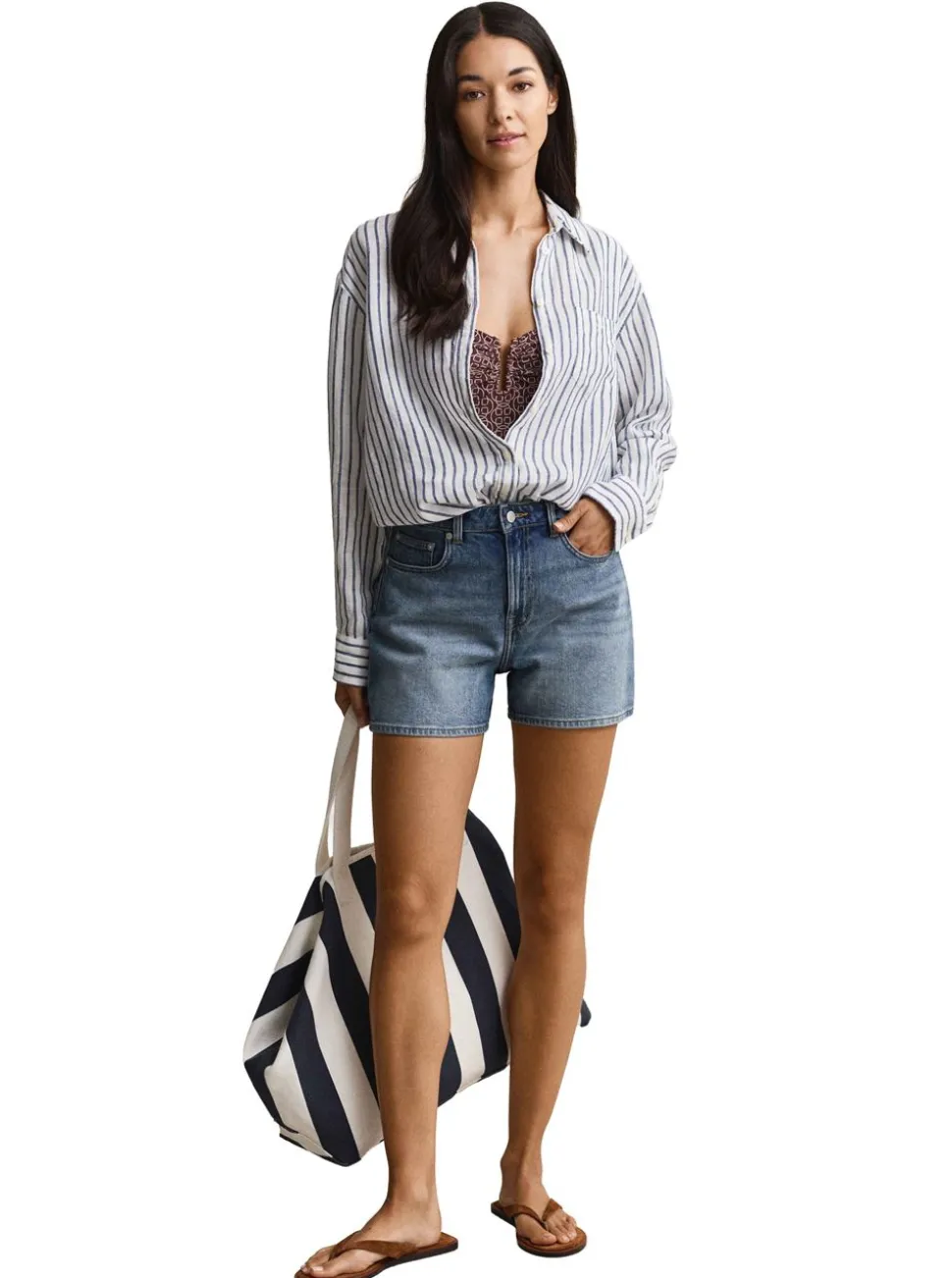 REL STRIPED LINEN LS SHIRT DAM