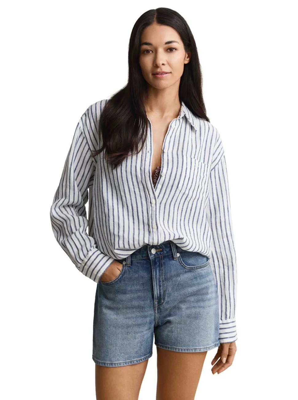 REL STRIPED LINEN LS SHIRT DAM