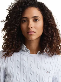 STRETCH COTTON CABLE C-NECK DAM