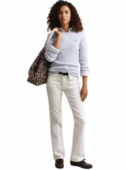 STRETCH COTTON CABLE C-NECK DAM