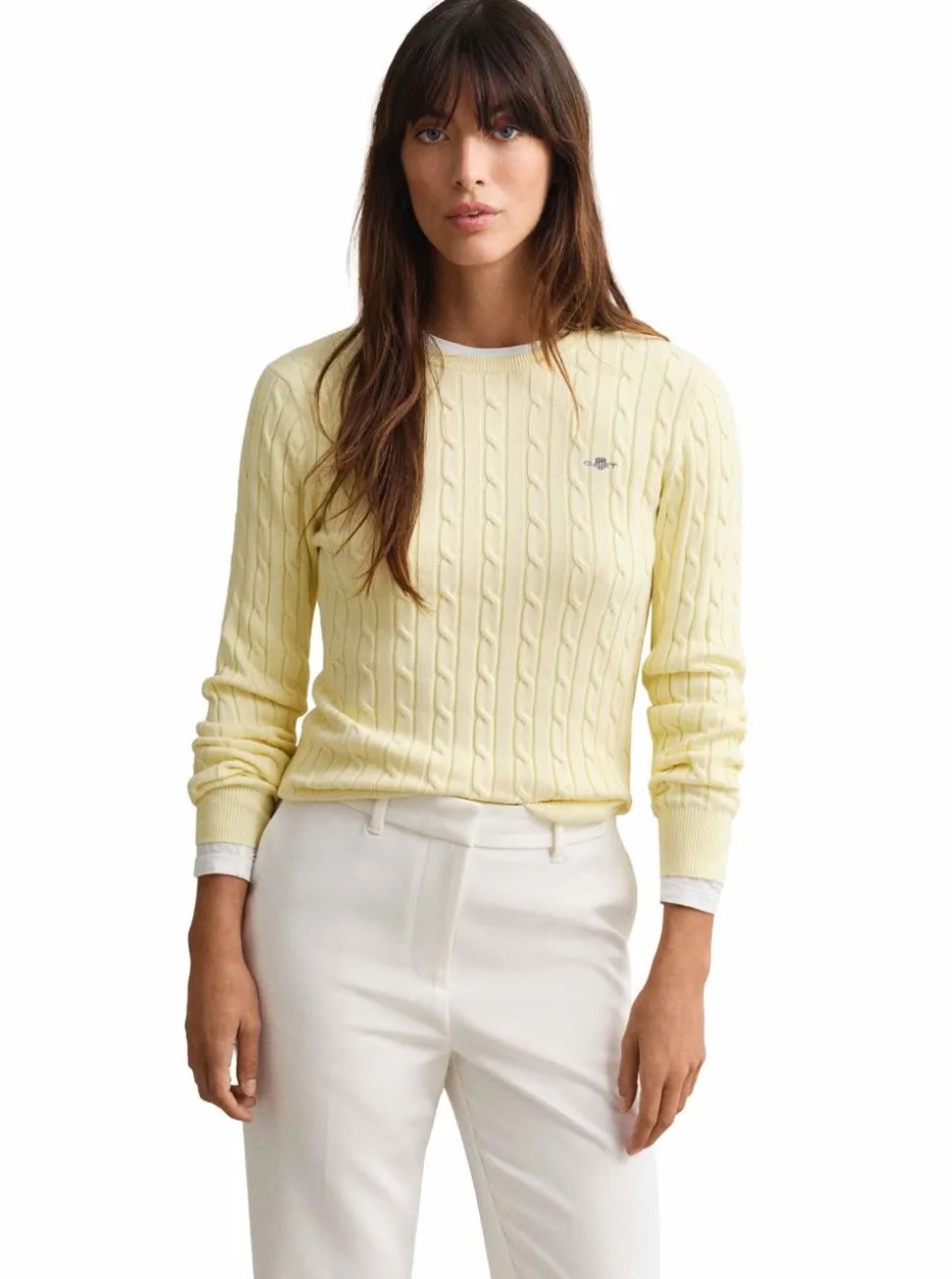STRETCH COTTON CABLE C-NECK DAM