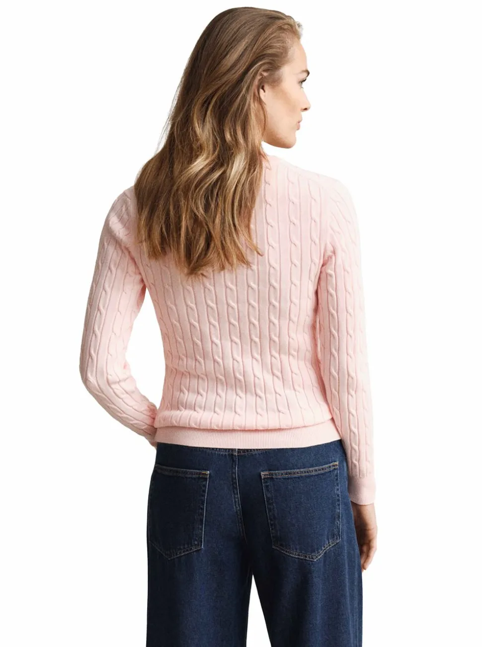 STRETCH COTTON CABLE C-NECK DAM
